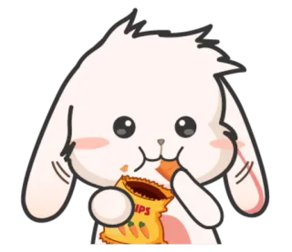 🥕 thỏ, ăn, khoai tây chiên, dễ thương, kawaii, đồ ăn vặt telegram sticker
