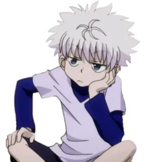 😒 Killua Hunter x Hunter アニメ, HUNTER×HUNTER, キルア, キャラクター, 白髪 telegram sticker
