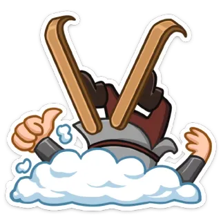 🎿 skiing, snow, cartoon, thumbs up, winter sport telegram sticker