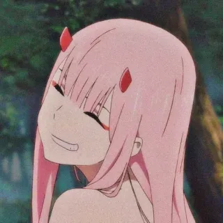 🥯 Zero Two Darling in the Franxx Anime, Cabelo rosa, Demônio, Zero Two, Darling in the Franxx, Garota anime telegram sticker