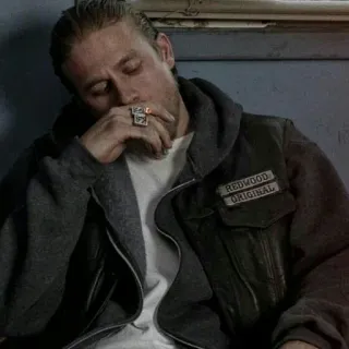 😔 Jax Teller Sons of Anarchy motorcycle club, biker, smoking, crime, redwood original telegram sticker