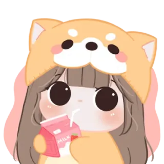 😼 MILK fofo, garota, leite, anime, kawaii, cachorro, shiba inu telegram sticker