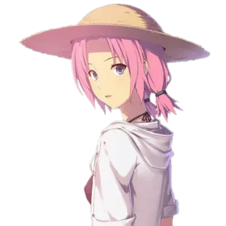👒 anime girl, hat, pink hair, cute, summer, kawaii, anime, girl telegram sticker