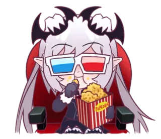 🎦 POPCORN popcorn, snack, film, cinéma, démon, lunettes 3D telegram sticker