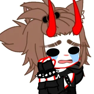 🚬 anime, crying, devil, sad, gloves, horns telegram sticker