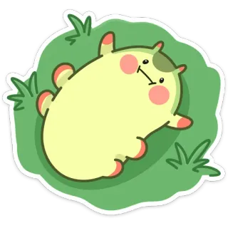 😐 uroczy, zwierzę, naklejka, kreskówka, kawaii, trawa telegram sticker