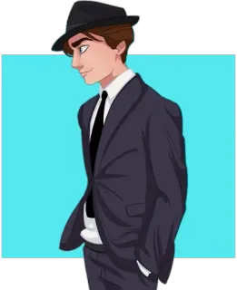 🕴 мужчина, костюм, шляпа, мультфильм, стиль, портрет, мода, официальная одежда telegram sticker