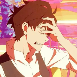 🤦‍♂ Anime, Dibujos animados, Preocupado, Personaje, Ilustración telegram sticker