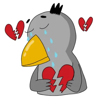💔 smutny, złamane serce, ptak, płaczący, emocjonalny telegram sticker