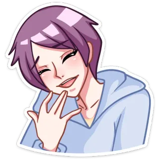 ☺️ อนิเมะ, มังงะ, คน, ตัวละคร, ผมสีม่วง, ยิ้ม whatsapp sticker