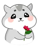 😢 햄스터, 꽃, 귀여운, 동물, 만화 telegram sticker