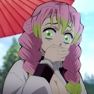 💗 Mitsuri Kanroji Demon Slayer аниме, клинок, рассекающий демонов, мицури канроджи, хашира, любовный хашира, вайфу, милый, грустный, в шоке telegram sticker