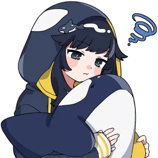 😵‍💫 シャチ, クジラ, アニメ, かわいい, マンガ, キャラクター, ステッカー telegram sticker