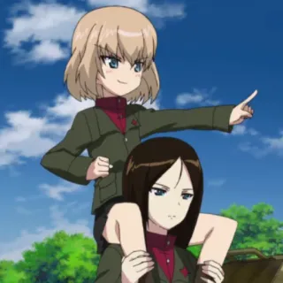 💪 Katyusha, Nonna Girls und Panzer Anime, Militar, Tanque, Girls und Panzer, Katyusha, Nonna telegram sticker