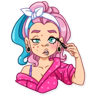 👁 Frau, Cartoon, Make-up, Schönheit, Mädchen, Kosmetik telegram sticker