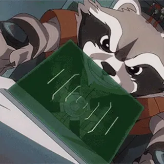 😠 Rocket Raccoon Guardians of the Galaxy raccoon, rocket, marvel, guardians of the galaxy, space, funny, animated telegram sticker
