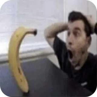 👄 banana, man, shocked, fear, fruit, meme telegram sticker