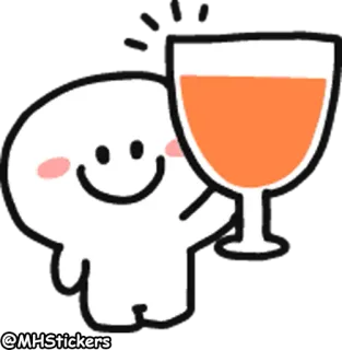 🍷 @MHStickers cartoon, personage, drankje, glas, proost whatsapp sticker
