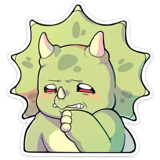 🤔 공룡, 트리케라톱스, 만화, 슬픈, 우는, 스티커 telegram sticker