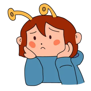 🙁 triste, dessin animé, fille, ennuyée, alien whatsapp sticker