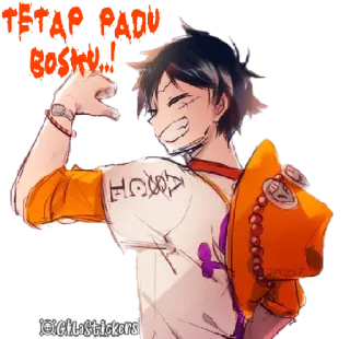 👍 TETAP PADU BOSKU! อนิเมะ, ตัวละคร, วันพีซ, โจรสลัด, มีความสุข, น่ารัก, มังงะ telegram sticker