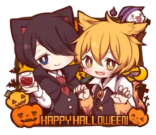 🎃 HAPPY HALLOWEEN! halloween, dibujos animados, anime, lindo, gato, zorro, calabaza telegram sticker