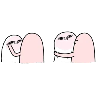 🙂 漫画, キャラクター, ミーム, ハグ, 気まずい, 不気味 telegram sticker