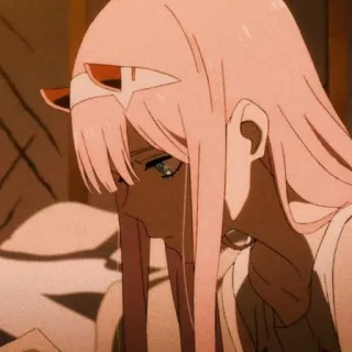🌷 Zero Two Darling in the Franxx Anime, Desenho animado, Garota, Cabelo rosa, Zero Two, Darling in the Franxx telegram sticker