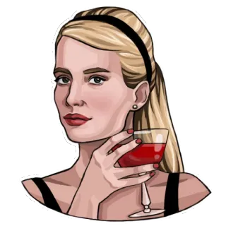 🍸 rubia, mujer, vino, bebida, retrato telegram sticker