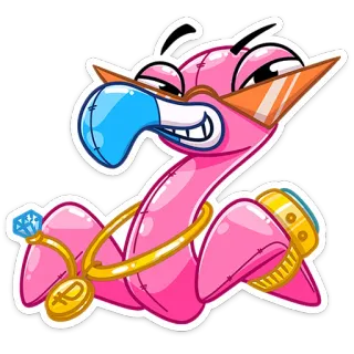 😎 flamingo, cartoon, jewelry, sunglasses, funny, sticker whatsapp sticker