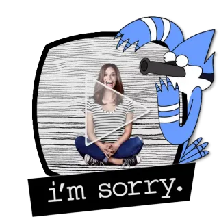 ▶ Mordecai Regular Show I'm sorry. 사과, 만화, 애니메이션, 레귤러 쇼, 모디카이 telegram sticker