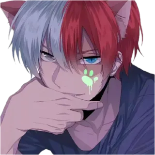 😈 Todoroki Shoto My Hero Academia Аниме, Кошачьи ушки, Фанатское творчество, Милый, Манга whatsapp sticker