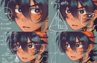 🤔 A = πr²
C=2πr matemáticas, ecuaciones, círculo, geometría, confundido telegram sticker