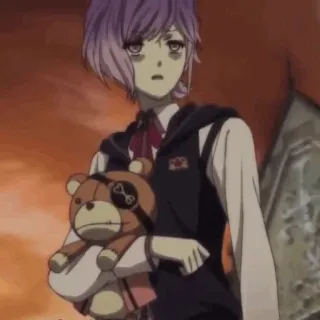 🥢 Kanato Sakamaki Diabolik Lovers anime, ma cà rồng, gấu bông, tóc tím, nam, nhân vật telegram sticker