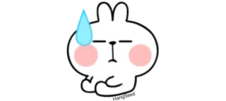 😑 漫画のウサギ, ウサギ, 悲しい, 汗, かわいい, 絵文字, ステッカー telegram sticker