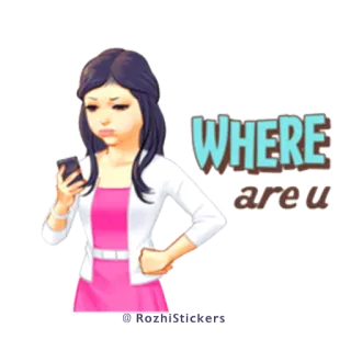 😡 WHERE are u kobieta, pytanie, gdzie, osoba, kreskówka telegram sticker