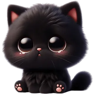 🥺 gato, gatinho, gato preto, fofo, desenho animado, animal, animal de estimação whatsapp sticker