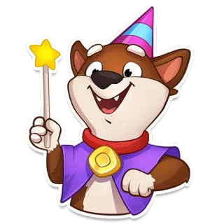 🌟 anjing, penyihir, sihir, kartun, binatang, fantasi, imut, karakter telegram sticker