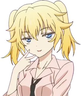 😏 chica anime, pelo rubio, presumida, expresión, linda, dibujos animados, femenina telegram sticker