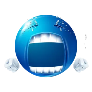 😭 emoji, blu, urlante, arrabbiato, frustrato telegram sticker