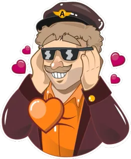 😍 man, pilot, aviator, sunglasses, heart telegram sticker