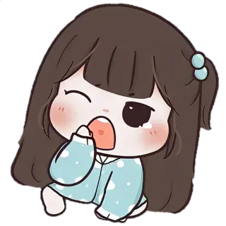 ☀️ lucu, gadis, mengantuk, kawaii, kartun, stiker whatsapp sticker