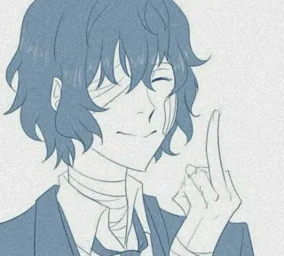 🎐 Dazai Osamu Bungou Stray Dogs Dazai Osamu, Bungou Stray Dogs, anime, middle finger telegram sticker