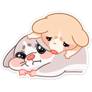 ☹️ animal, cute, cartoon, puppy, sad, bunny telegram sticker