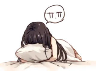 😭 ¬.¬ 动漫, 卡通, 女孩, 困, 累, 枕头, 休息 telegram sticker