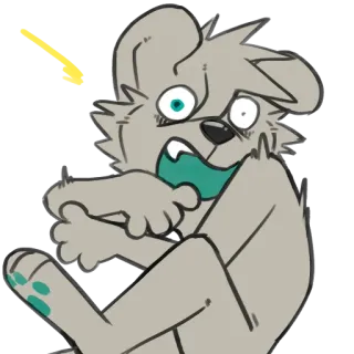 😰 furry, scared, frightened, cartoon, animal, shocked, anthropomorphic whatsapp sticker