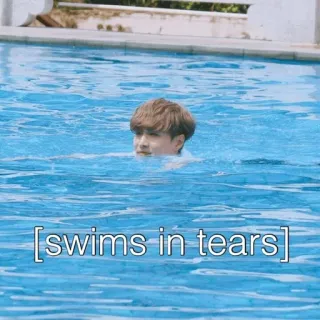 🌻 swims in tears pleurer, triste, natation, piscine, larmes, émotion telegram sticker