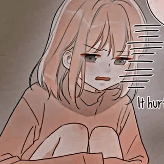 🦔 It hurt Anime, Zraniony, Smutny, Manga, Dziewczyna, Emocjonalny, Płaczący telegram sticker