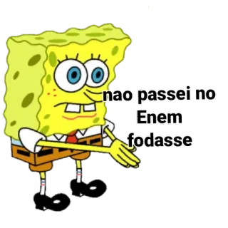 😬 Spongebob nao passei no Enem fodasse Spongebob, cartoon, text, meme, exams, Brazil telegram sticker