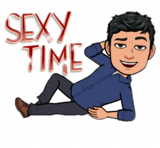 😌 SEXY TIME Bitmoji, сексуальный, время, поза, кэжуал, мужчина, мультфильм telegram sticker